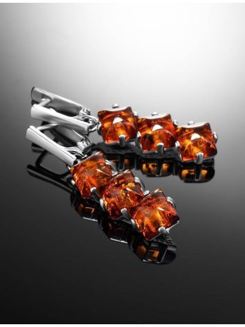 Geometric Amber Earrings In Sterling Silver The Puzzle, image , picture 2