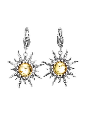 Drop Amber Earrings In Sterling Silver The Helios, image , picture 4