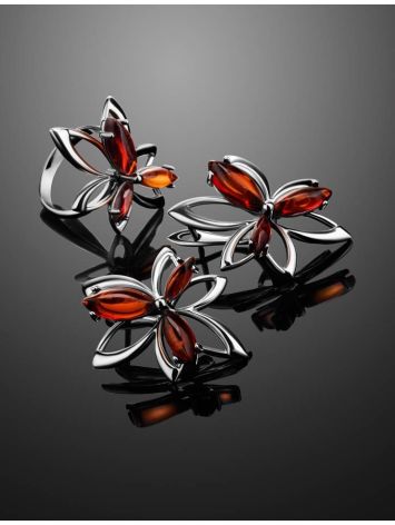 Floral Amber Earrings In Sterling Silver The Verbena, image , picture 5