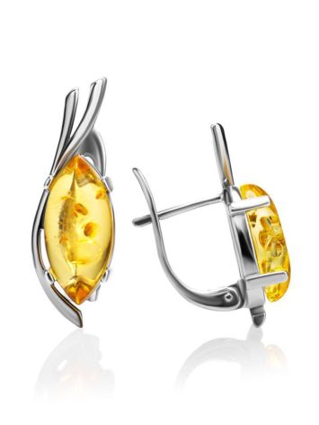 Lemon Amber Earrings In Sterling Silver The Verbena, image , picture 3