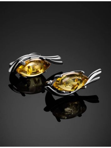 Lemon Amber Earrings In Sterling Silver The Verbena, image , picture 2