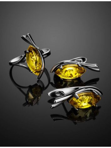 Lemon Amber Earrings In Sterling Silver The Verbena, image , picture 4