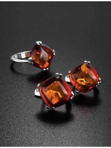 Cognac Amber Silver Earrings The Byzantium, image , picture 6