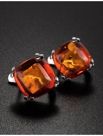 Cognac Amber Silver Earrings The Byzantium, image , picture 2