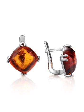 Cognac Amber Silver Earrings The Byzantium, image , picture 5