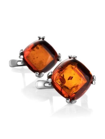 Cognac Amber Silver Earrings The Byzantium, image , picture 4