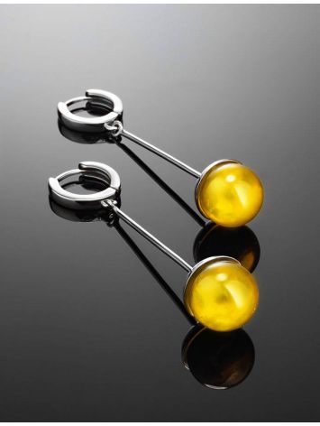 Silver Dangle Earrings With Lemon Amber The Paris, image , picture 2