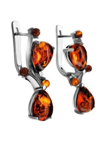 Sterling Silver Earrings With Cognac Amber The Symphony, image , picture 4