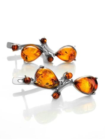 Sterling Silver Earrings With Cognac Amber The Symphony, image , picture 5