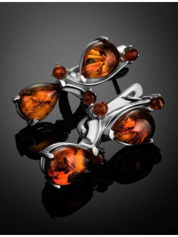 Sterling Silver Earrings With Cognac Amber The Symphony, image , picture 2