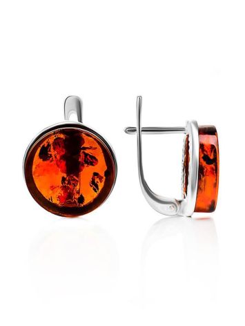 Cognac Amber Silver Earrings The Furor, image , picture 3