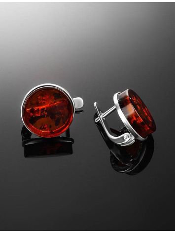 Cognac Amber Silver Earrings The Furor, image , picture 2