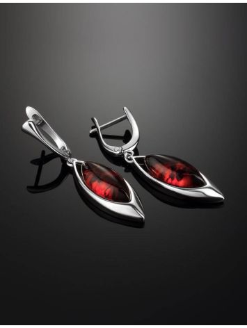 Amazing Drop Earrings With Cognac Amber In Sterling Silver The Taurus, image , picture 3