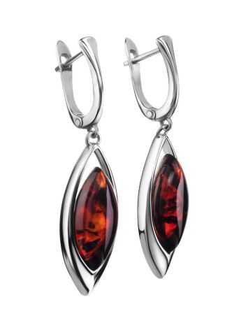 Amazing Drop Earrings With Cognac Amber In Sterling Silver The Taurus, image , picture 4