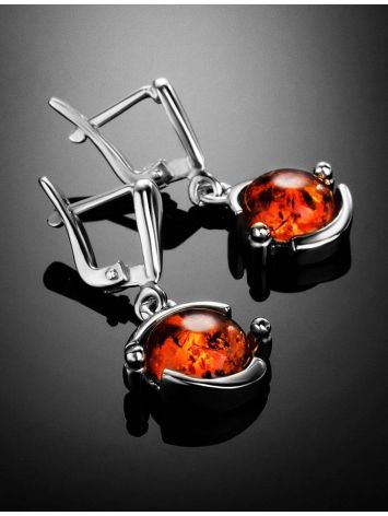 Drop Amber Earrings In Sterling Silver The Sphere, image , picture 2