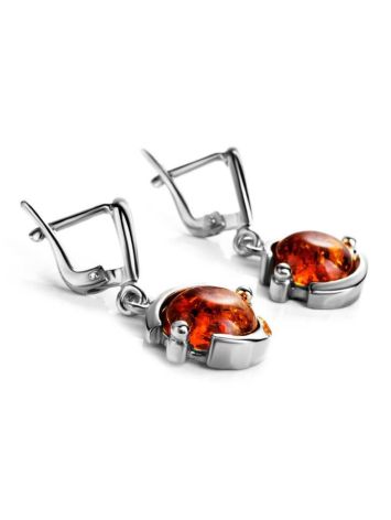 Drop Amber Earrings In Sterling Silver The Sphere, image , picture 3