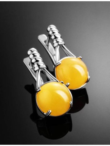 Stylish Honey Amber Earrings In Sterling Silver The Shanghai, image , picture 2