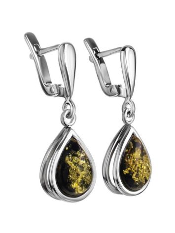Green Amber Drop Earrings The Fiori, image , picture 3
