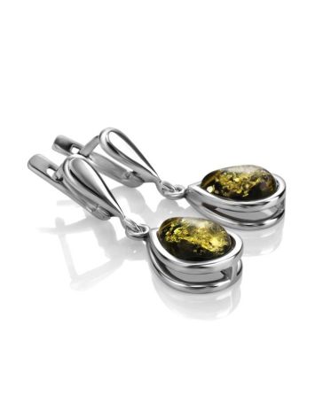 Green Amber Drop Earrings The Fiori, image , picture 4