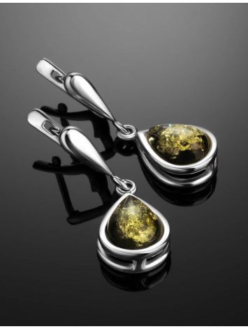Green Amber Drop Earrings The Fiori, image , picture 2