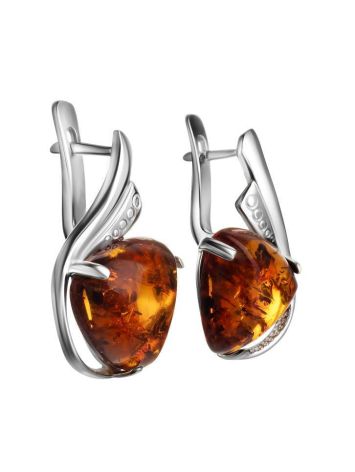 Cognac Amber Earrings In Sterling Silver The Acapulco, image , picture 4