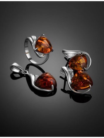 Cognac Amber Earrings In Sterling Silver The Acapulco, image , picture 5