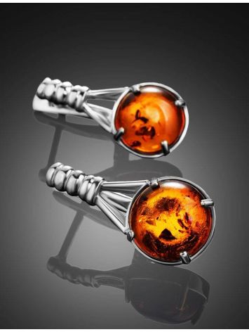 Stylish Cognac Amber Earrings In Sterling Silver The Shanghai, image , picture 2