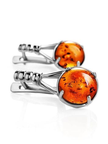 Stylish Cognac Amber Earrings In Sterling Silver The Shanghai, image , picture 4
