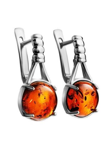 Stylish Cognac Amber Earrings In Sterling Silver The Shanghai, image , picture 5