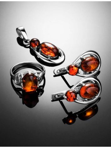 Cognac Amber Earrings In Sterling Silver The Prussia, image , picture 6
