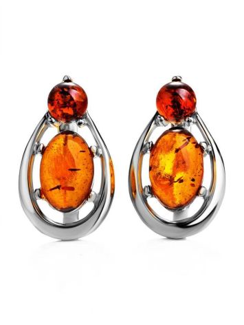 Cognac Amber Earrings In Sterling Silver The Prussia, image , picture 3