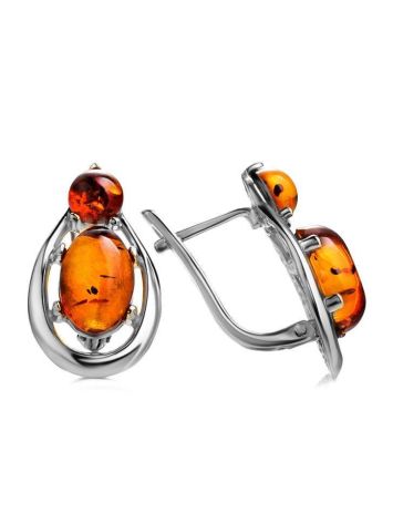 Cognac Amber Earrings In Sterling Silver The Prussia, image , picture 5