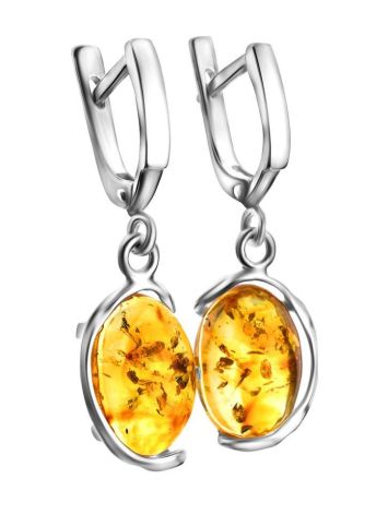 Oval Amber Earrings In Sterling Silver The Vivaldi, image , picture 4