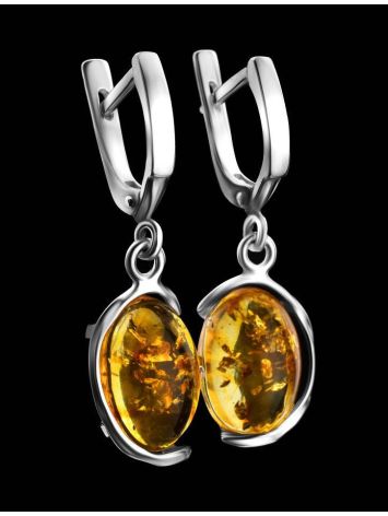Oval Amber Earrings In Sterling Silver The Vivaldi, image , picture 3
