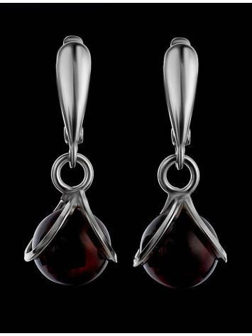 Cherry Amber Earrings In Sterling Silver The Flamenco, image , picture 2