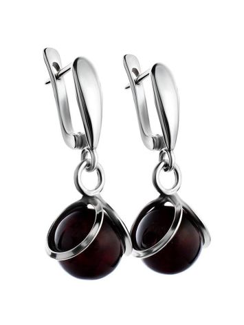 Cherry Amber Earrings In Sterling Silver The Flamenco, image , picture 3