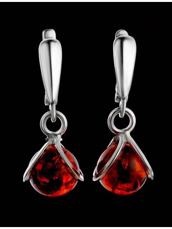 Drop Amber Earrings In Sterling Silver The Flamenco, image , picture 2