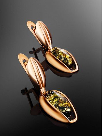 Luminous Golden Dangles With Green Amber The Sophia, image , picture 2