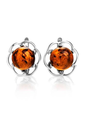 Floral Amber Earrings In Sterling Silver The Daisy, image , picture 3