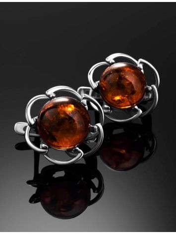 Floral Amber Earrings In Sterling Silver The Daisy, image , picture 2