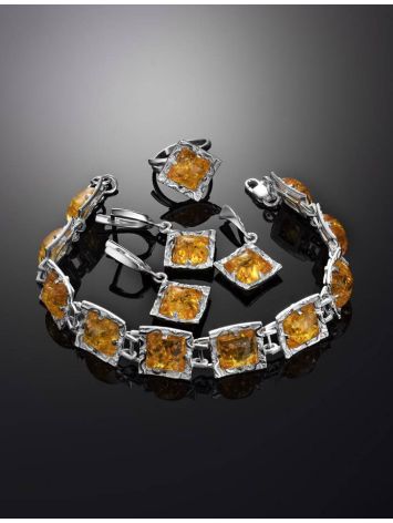 Square Silver Dangles With Lemon Amber The Hermitage, image , picture 5