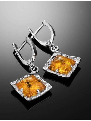 Square Silver Dangles With Lemon Amber The Hermitage, image , picture 2