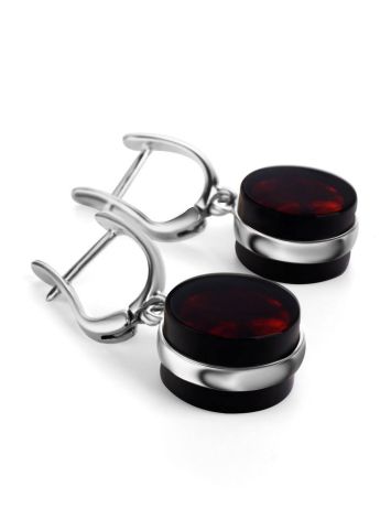 Stylish Silver Earrings With Cherry Amber The Furor, image , picture 4