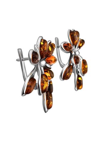 Cognac Amber Earrings In Sterling Silver The Dahlia, image , picture 3