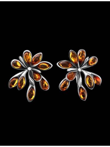 Cognac Amber Earrings In Sterling Silver The Dahlia, image , picture 2