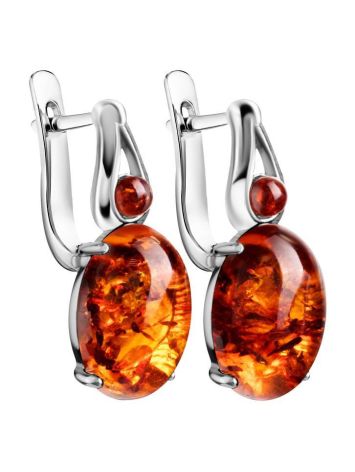 Dazzling Cognac Amber Earrings In Sterling Silver The Prussia, image , picture 4