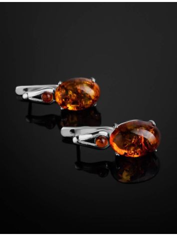 Dazzling Cognac Amber Earrings In Sterling Silver The Prussia, image , picture 2