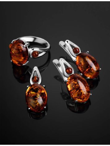 Dazzling Cognac Amber Earrings In Sterling Silver The Prussia, image , picture 5