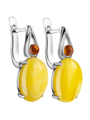 Lovely Amber Earrings In Sterling Silver The Prussia, image , picture 4