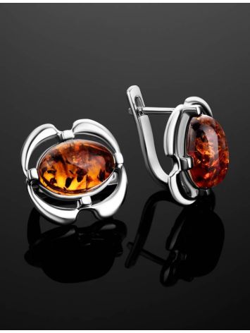 Cognac Amber Earrings In  Sterling Silver The Violet, image , picture 2